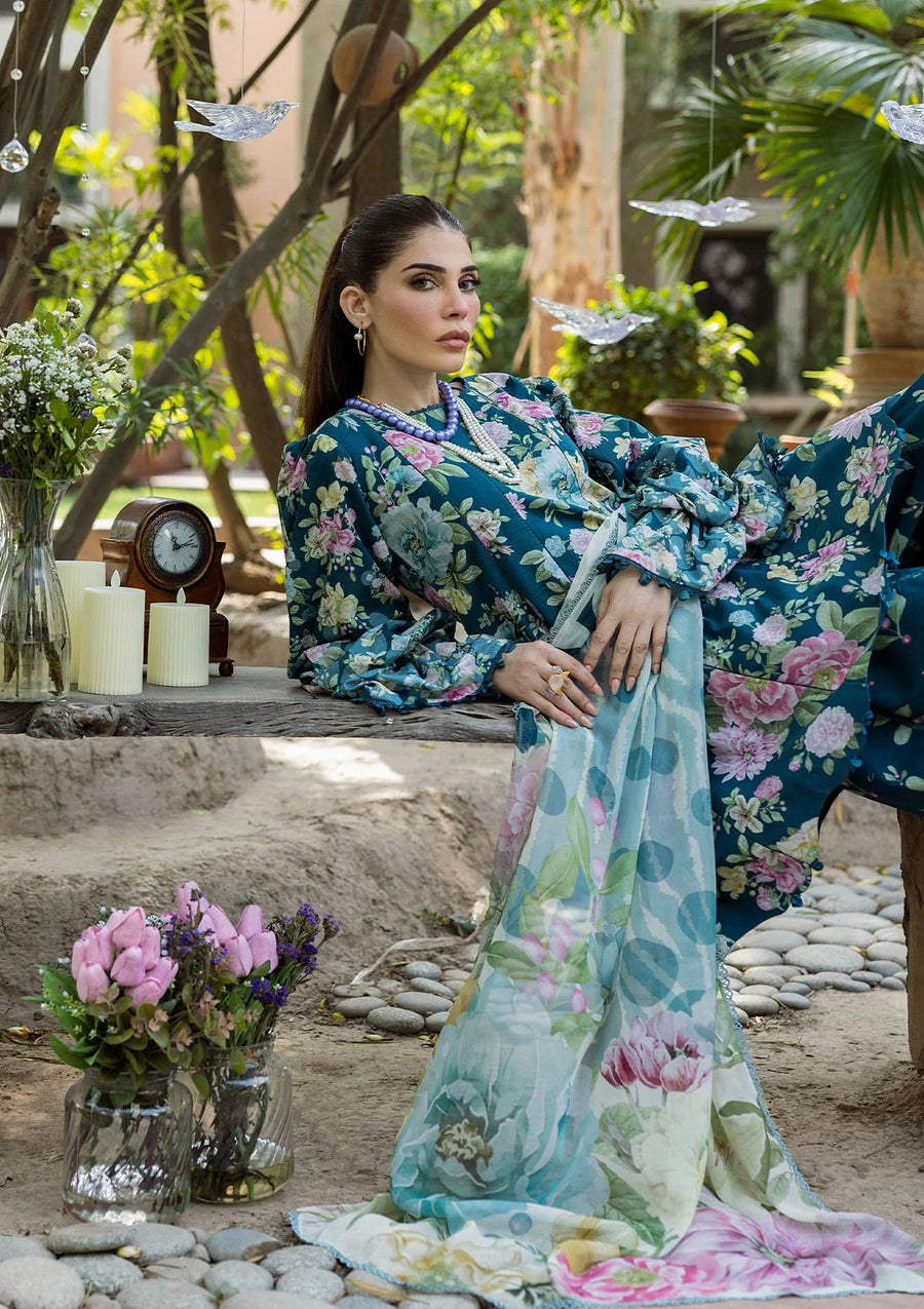 Elaf Premium ECD-1B Azure Fern Elaf Prints With Chiffon Dupatta 2025