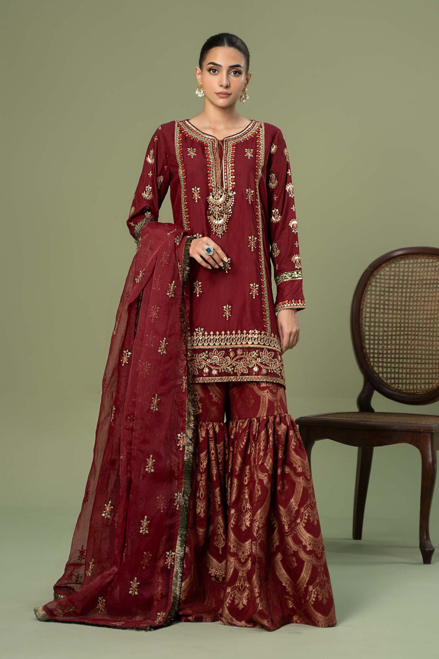 Maria B | Luxury Winter Pret 25 | DW-EF25-08-Red main image 1