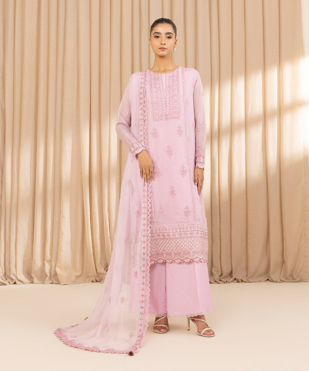 Salitex Roma Luxury Unstitched Embroidered Khaddi Net 3 Piece Suit SUNW6RO009UT - Festive Collection