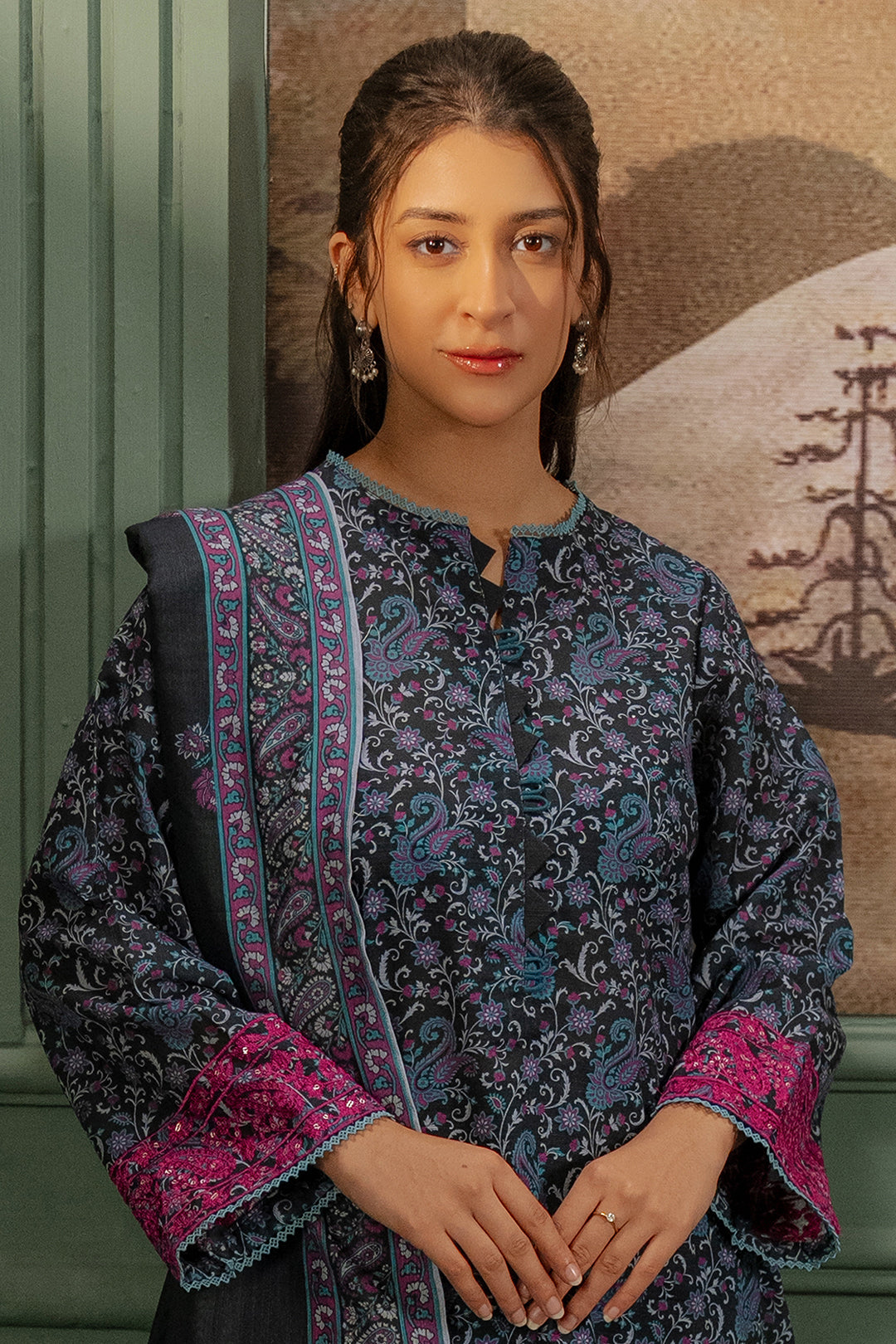 Zellbury Embroidered Shirt Dupatta - 0347 Essential Winter Collection 2025