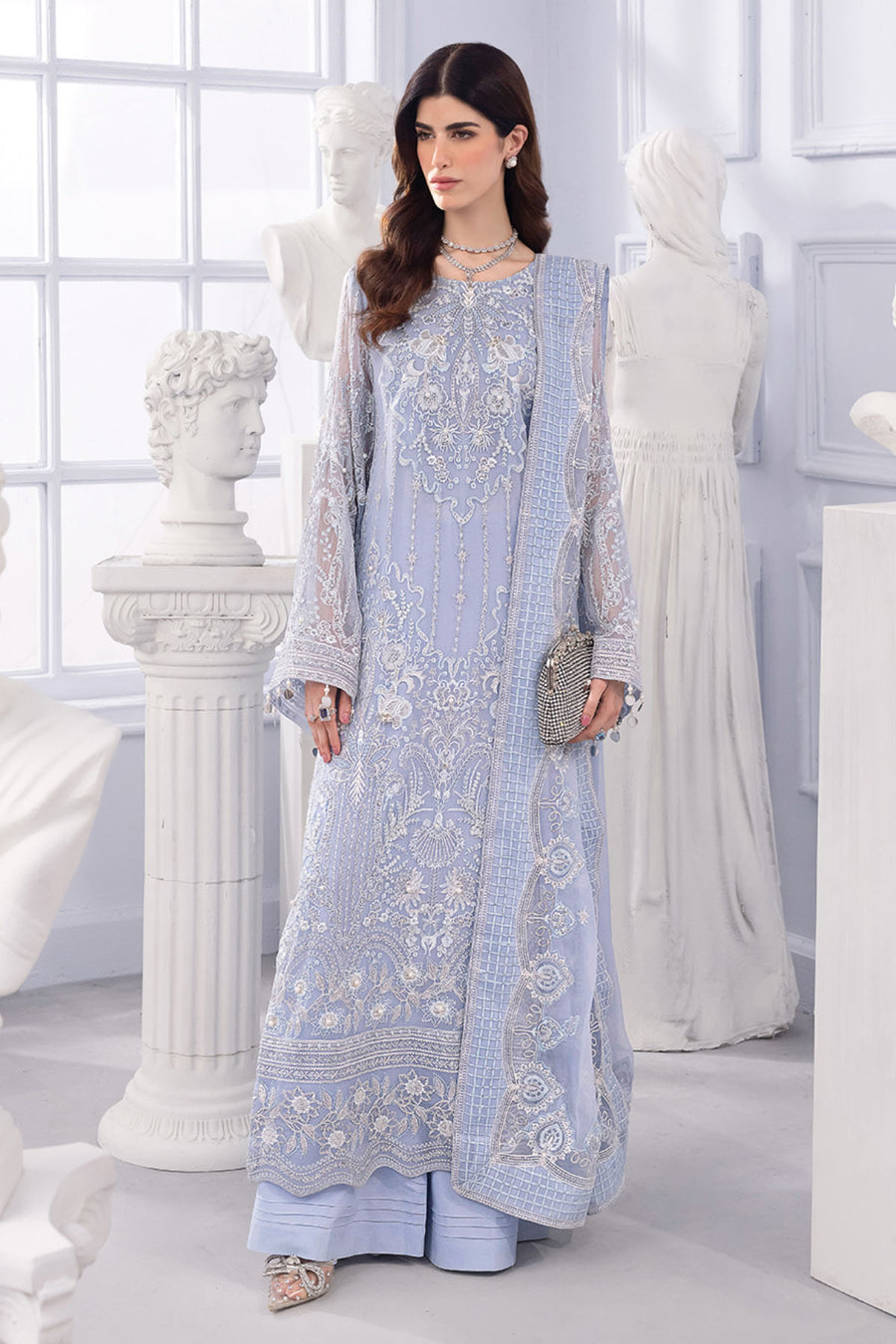 Ballerina by Nureh Unstitched Embroidered and Embellished  Chiffon 4 peice NU25BF NU2-182 - Formals Collection