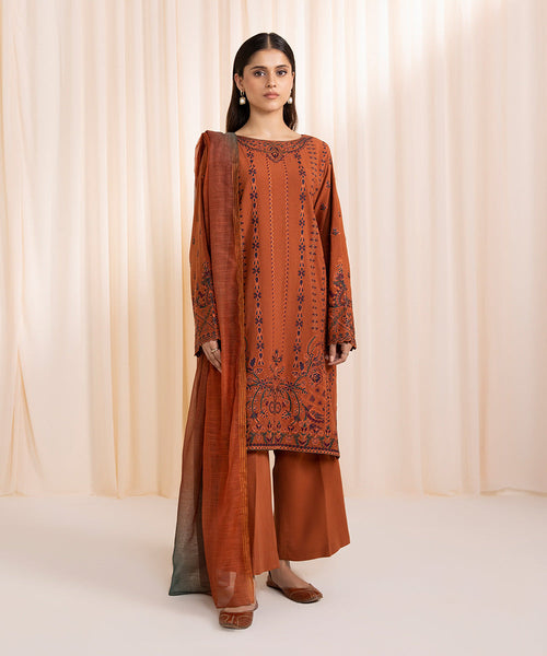 Embroidered Karandi 3 Piece Suit