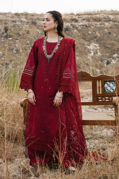 qalamkar red dress Qalamkar RF01 Muskan 3 Piece Raw Silk Dress Set L / Raw Silk / Red