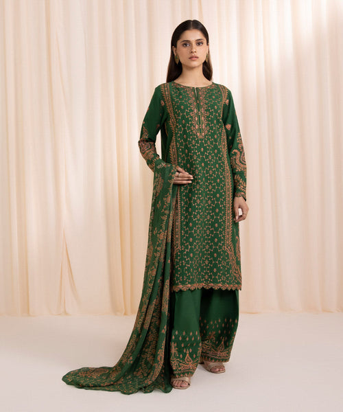 Threads And Weaves Embroidered Karandi Suit Unstitched 3 Piece KR24102 - Festive Collection