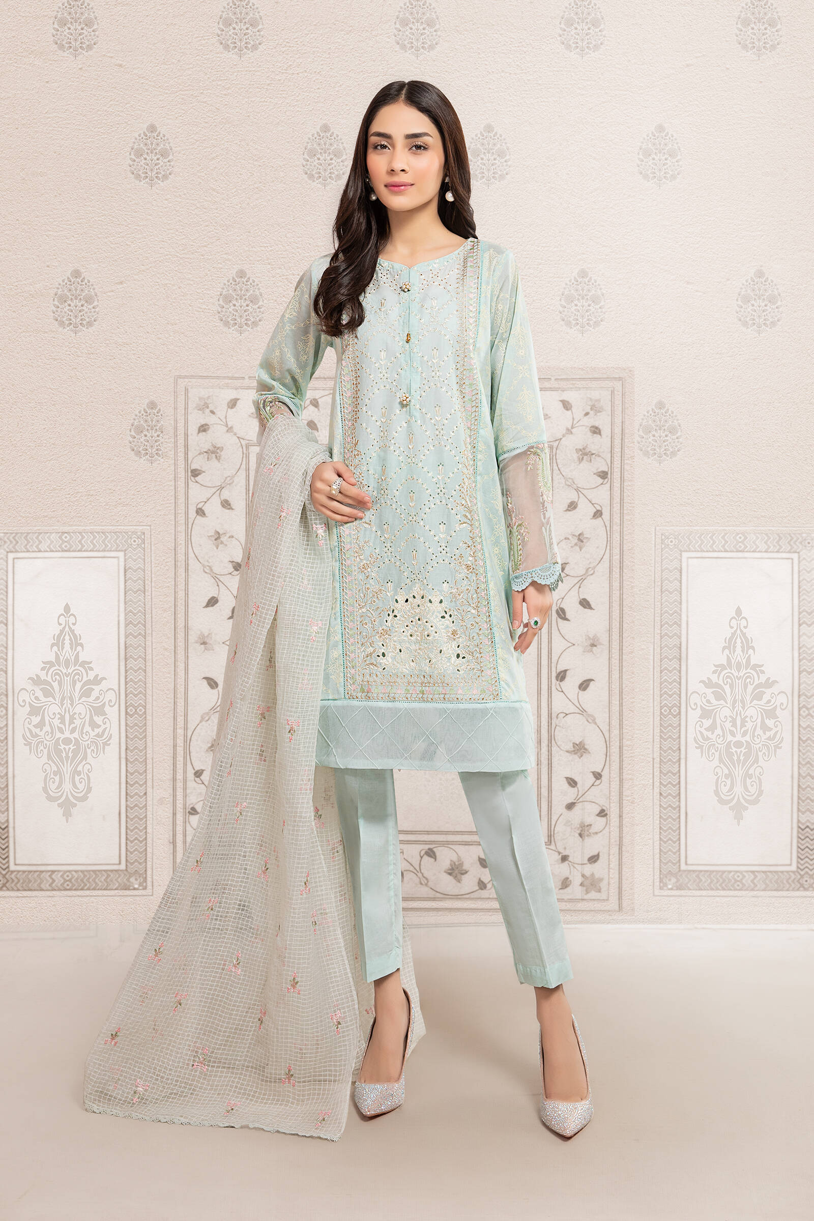 Maria B Light Blue DW-EF22-11 Eid Pret 2022 Online Shopping