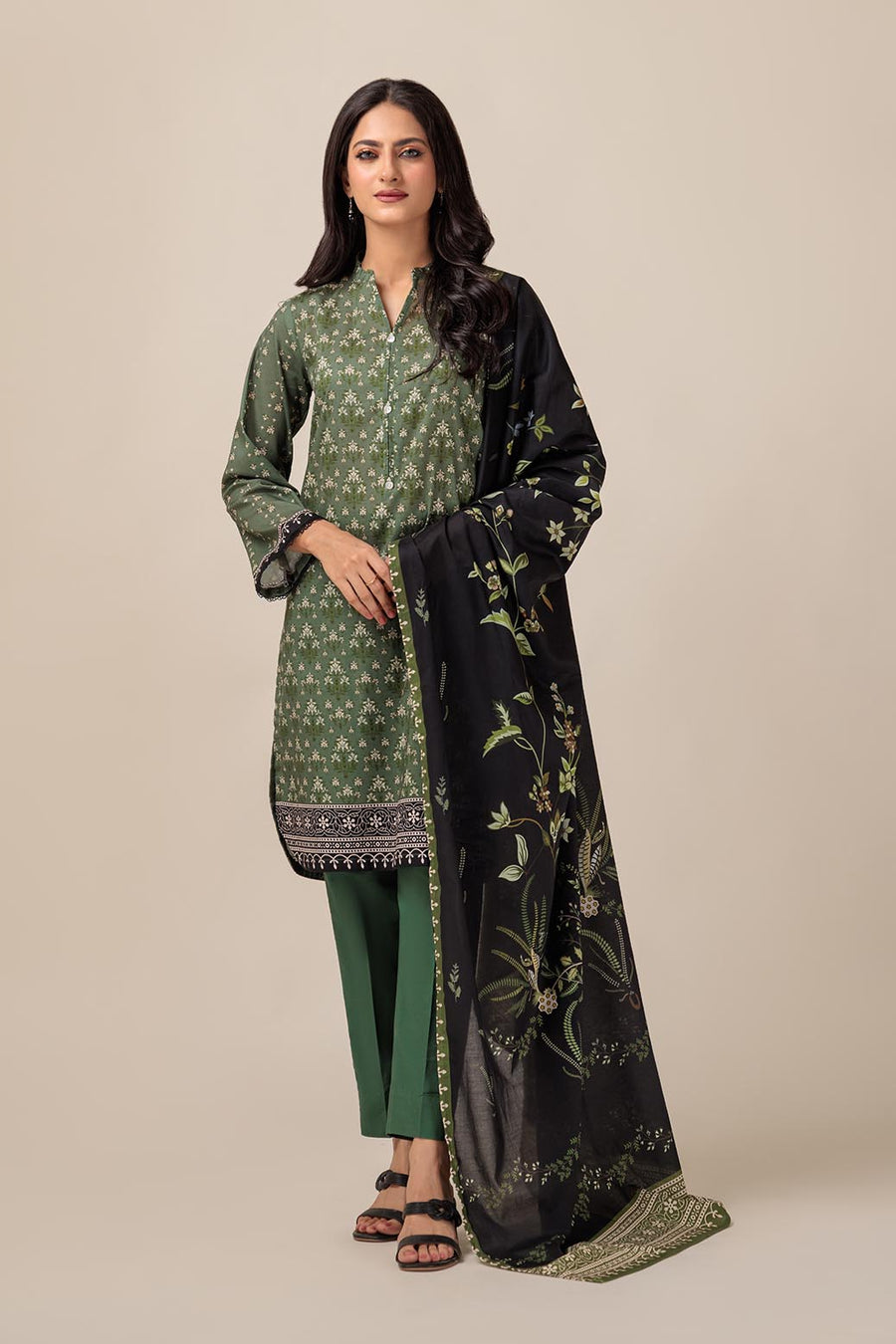 Bonanza Satrangi Sage Green Lawn Collection Vol 1