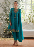 Farah Talib Aziz Ivalia Teal Shirt and Dupatta Mayna Festive Luxe 2024