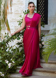 Farah Talib Aziz Vezeen Magenta Saree Mayna Festive Luxe 2024