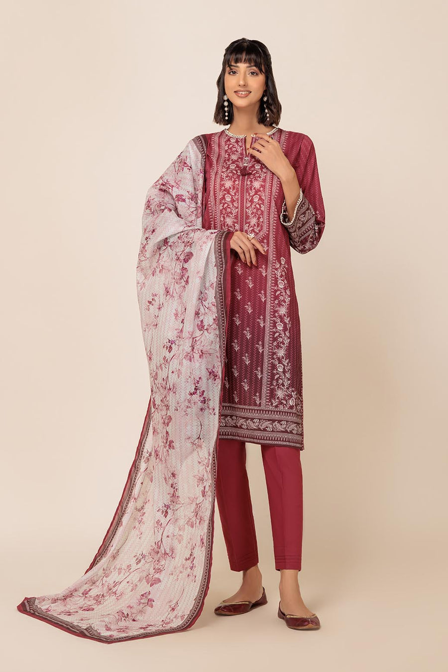 Bonanza Satrangi Red Velvet Lawn Collection Vol 1