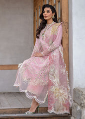 Crimson A Floral Mesh - Rose Pink Luxury Lawn 2024