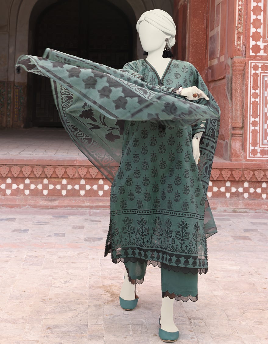 Junaid Jamshaid Green 3PC JLAWN-S-24-180 Eid Ul Adha Lawn Collection 2024