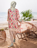 Junaid Jamshaid 3PC-JLAWN-S-25-3052 Beige Lawn  Printed Shades Of Summer 2025