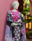 Junaid Jamshaid 3PC-JLAWN-S-25-3058 Black Lawn Embroidered Shades Of Summer 2025