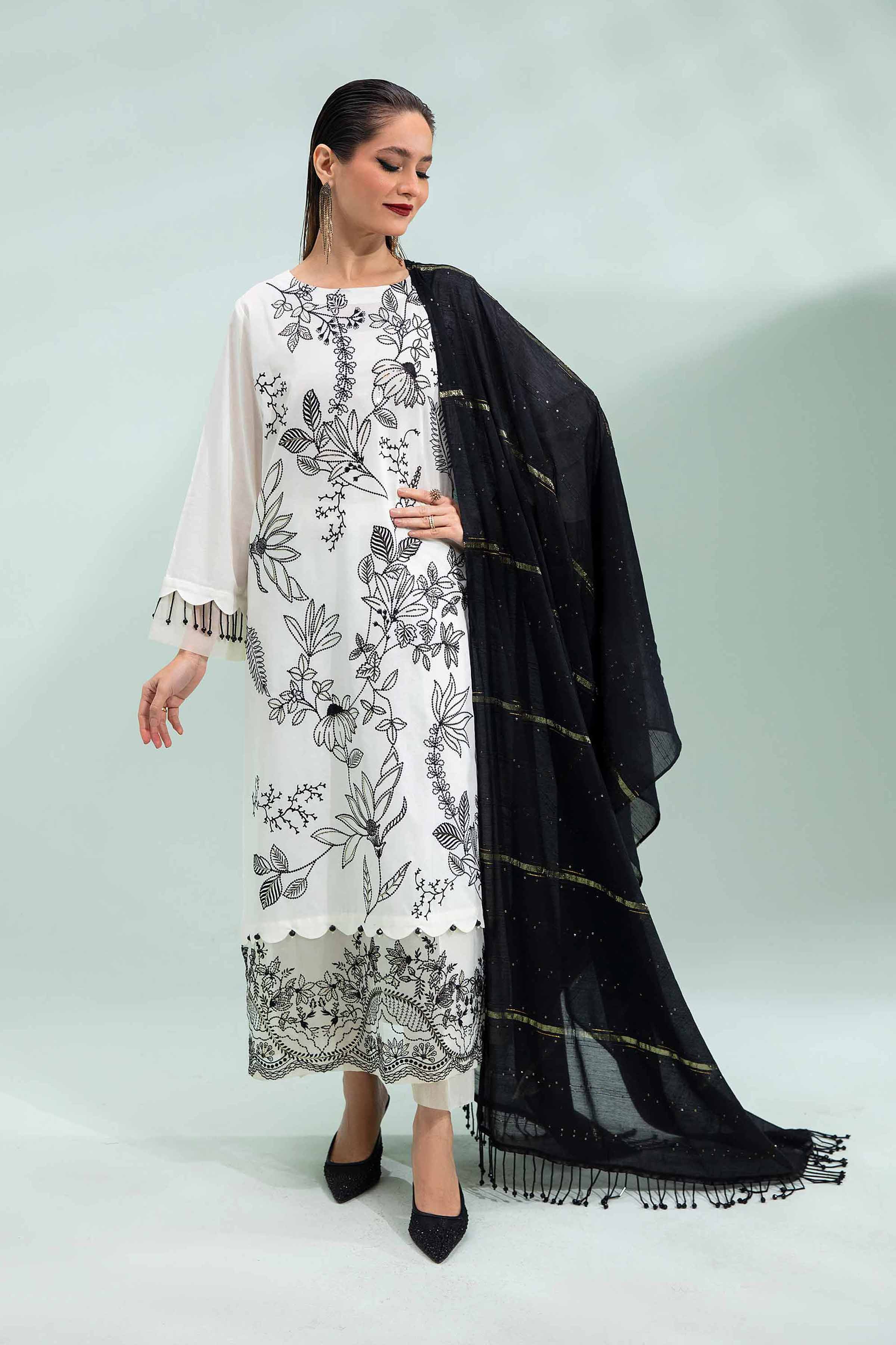 sachin and babi light blue dress Nishat Linen 2 Piece - Fancy Embroidered Suit