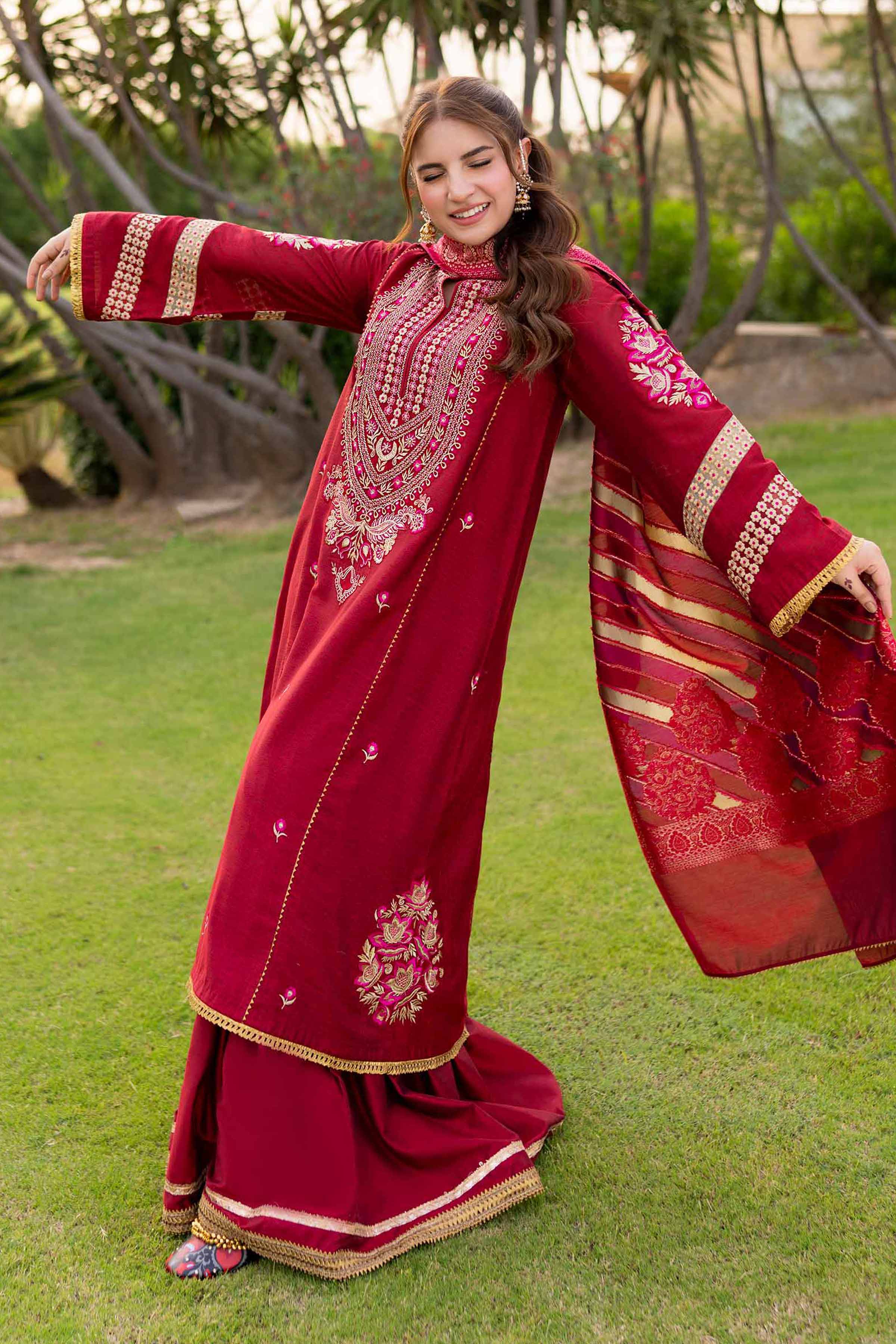 Noore Eid by Panache Women RTW Embroidered Raw Silk 3 Piece Suit Misha - Eid Collection