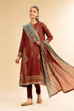 Nishat Linen 3 Piece - Gold Printed Embroidered Suit - 42501421 Embroidered Eid Lawn Collection 0