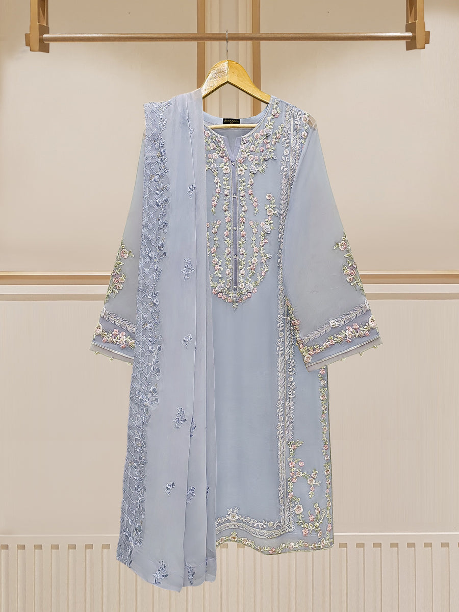 Agha Noor 3 Piece - Embroidered Chiffon S109763 Prets 2024