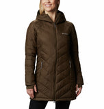 Olive Green Women's Plus Size Slim Fit Winter Jacket - Long & Warm - Faux Fur Hood - Columbia