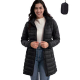 Navy Blue Women's Detachable Hood Slim-Fit Coat - ZMC