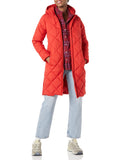 Red Women's Slim Fit Puffer Coat with Diamond Quilting - AmEss