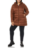 Dark Toffee Brown Hooded Puffer Coat for Women: Slim Fit, Water-Resistant, and Comfortable - AmEss