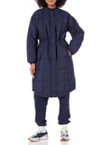 Navy Women's Oversized Quilted Coat - Slim-Fit Lining - AmEss