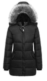 Black Slim Fit Snow Jacket - Removable Fur Collar - Ggleaf