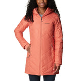 Faded Peach Women's Plus Size Slim Fit Winter Jacket - Long & Warm - Faux Fur Hood - Columbia