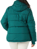 Burgundy Women's Versatile & Stylish: Slim-Cut Puffer Coat with Long Sleeves & Hood (Plus Size Options) - AmEss