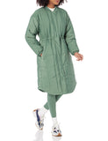 Sage Green Women's Oversized Quilted Coat - Sleek Interior - AmEss