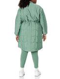 Dark Olive Women's Slim Coat with Oversized Quilted Exterior - AmEss