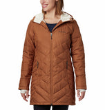 Camel Brown Women's Heavenly Long Hooded Parka - Plus Size - Slim Silhouette - Water Resistant - Columbia