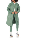 Dark Olive Women's Slim Coat with Oversized Quilted Exterior - AmEss