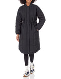 Black Women's Oversized Quilted Coat - Slim Fit Inside - AmEss