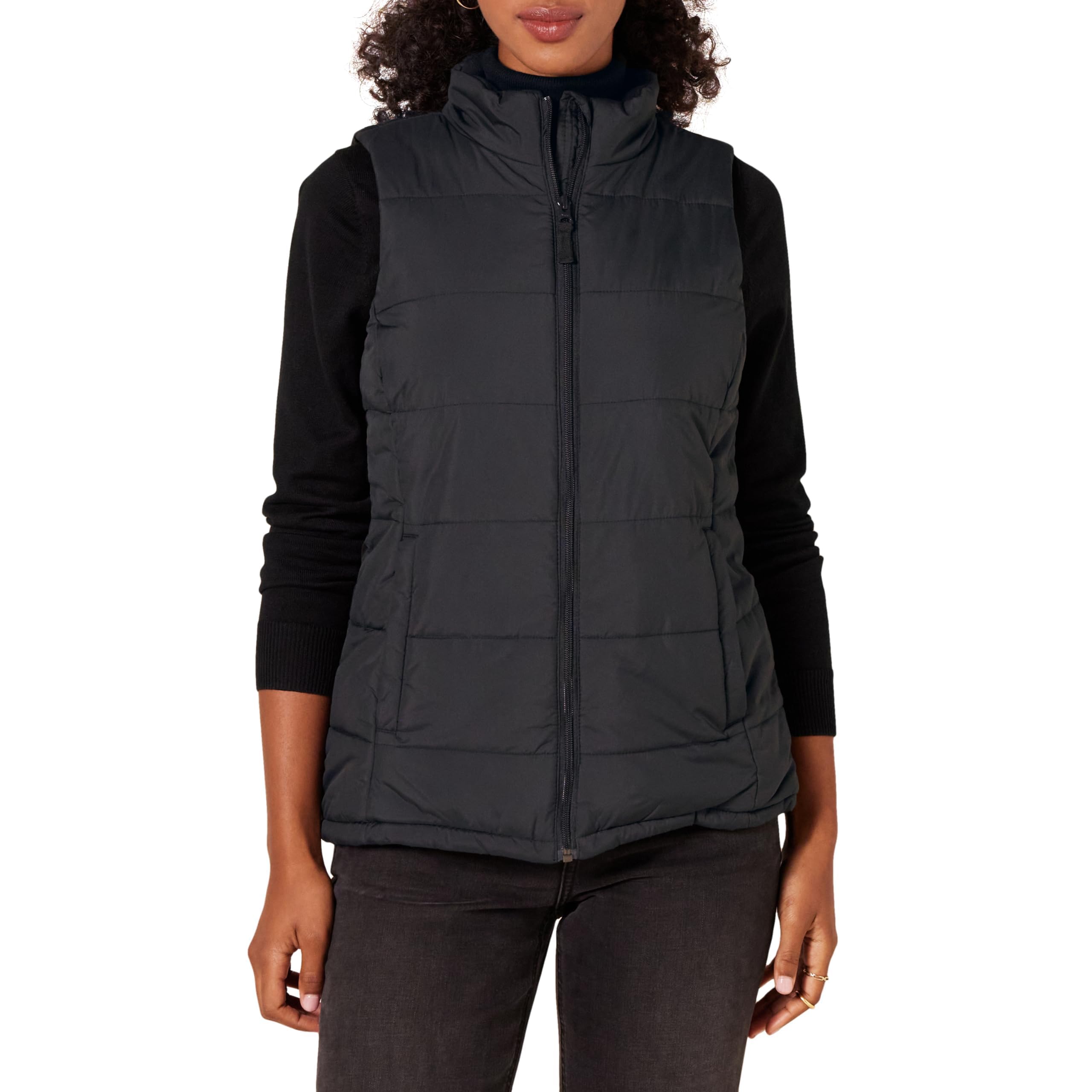 Black Warm Winter Vest: Women's Puffer AmEss