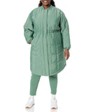 Black Women's Oversized Quilted Coat - Slim Fit Inside - AmEss