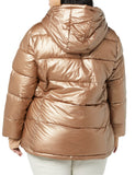 Camel Leopard Women's Long Puffer Coat - Lightweight & Warm - AmEss