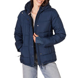 Navy Women's Heavyweight Slim-Fit Puffer Coat with Removable Hood (Plus Size Options) - AmEss