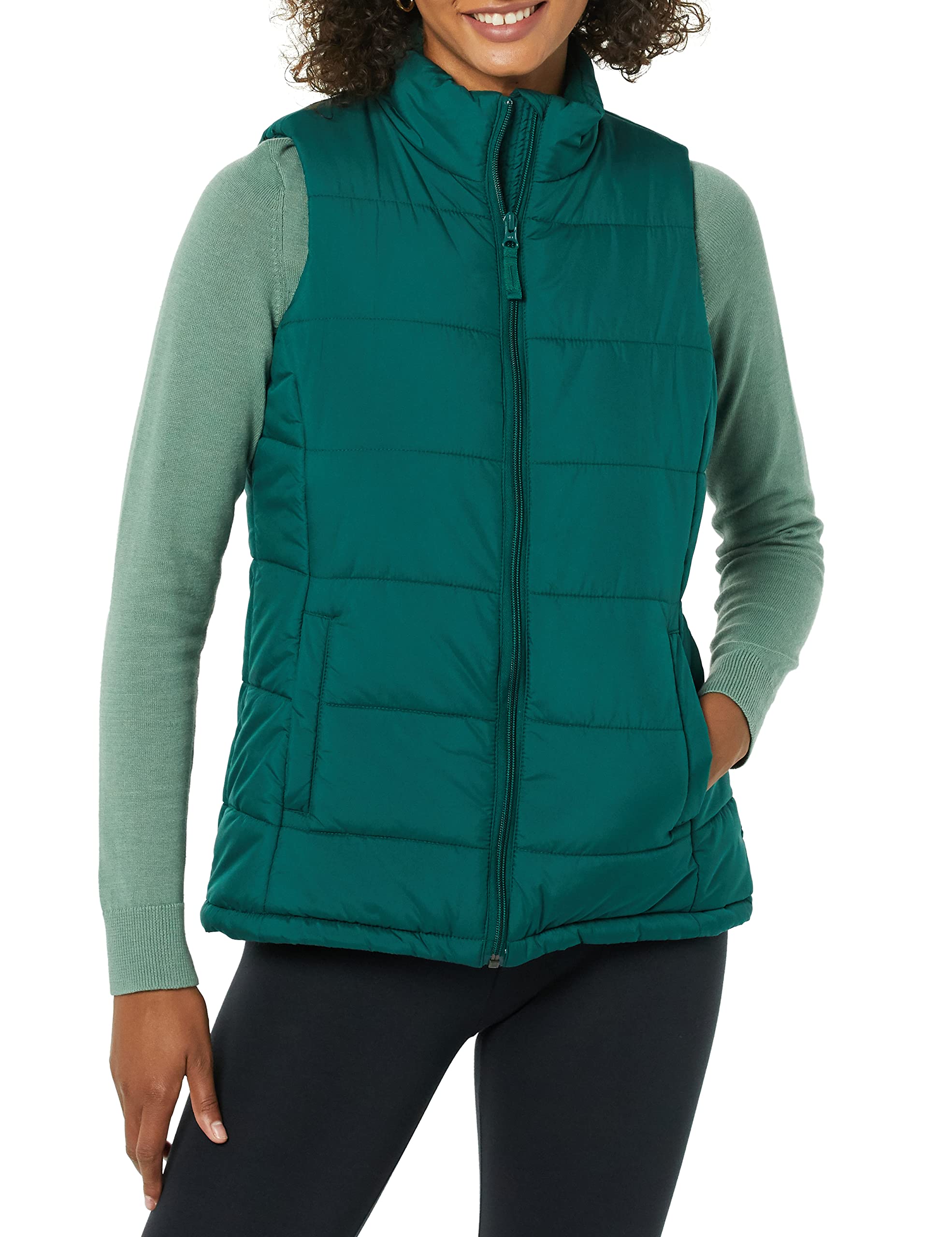 Dark green puffer vest deals