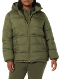Black Women's Slim Coat: Warm Puffer Jacket with Waistband - AmEss