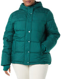 Burgundy Women's Versatile & Stylish: Slim-Cut Puffer Coat with Long Sleeves & Hood (Plus Size Options) - AmEss