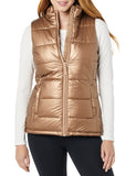Metallic Taupe Stylish Puffer Vest: Women's - AmEss