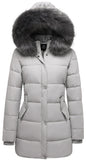 Light Grey Cozy and Chic - Fur Hood Jacket, Women's Winter - Ggleaf