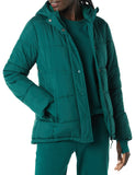 Black Women's Slim Coat: Warm, Waterproof, Long-Sleeve Hooded Puffer Jacket (Plus Sizes Available) - AmEss