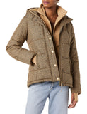 Camel Leopard Women's Long Puffer Coat - Lightweight & Warm - AmEss