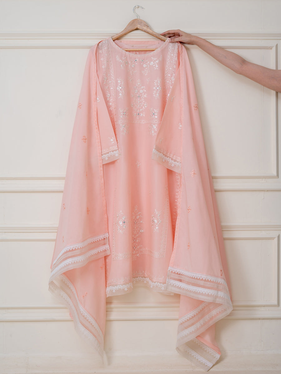open lace back dress Long Sleeves V Neck 3D Flowers Pink Prom Dress Formal Dress PSK063 US6 / Pink main image 0