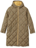 Camel Cheetah Women's Slim Diamond Quilted Knee-Length Puffer Coat - AmEss