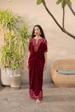 Dhanak FW24DA-1899 Maroon Velvet Prets 2024