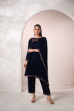 Dhanak FW24DA-2601 Navy Blue Velvet Drop I 2024