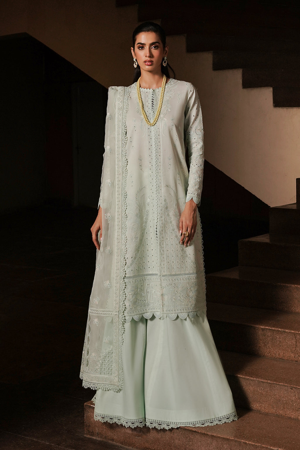 Afrozeh Celadon Chikankari Eid Lawn 2024